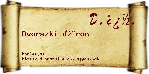 Dvorszki Áron névjegykártya