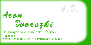 aron dvorszki business card